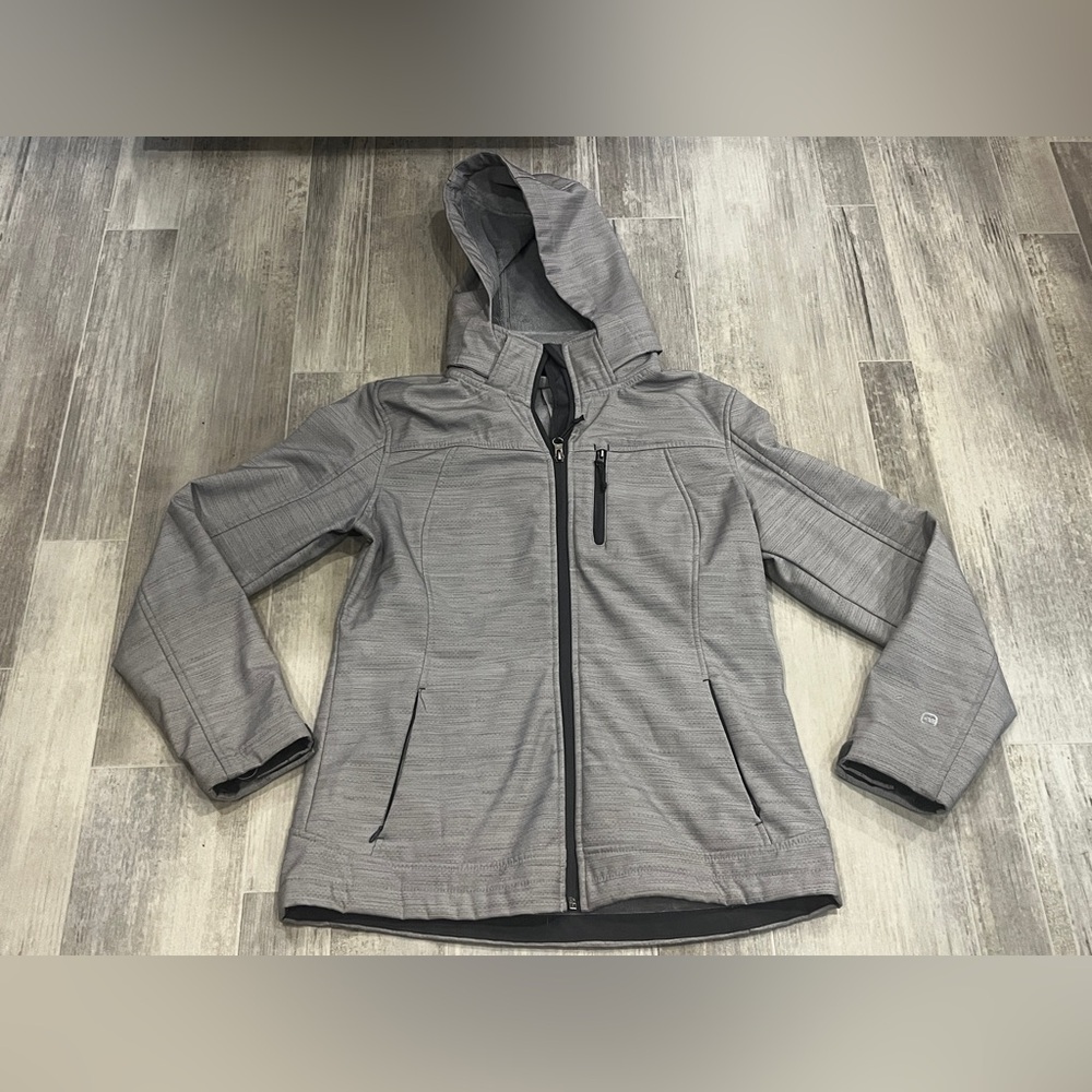 Free Country Jacket Women’s Small Grey Fleece Lined Lightweight Full Zip Pockets